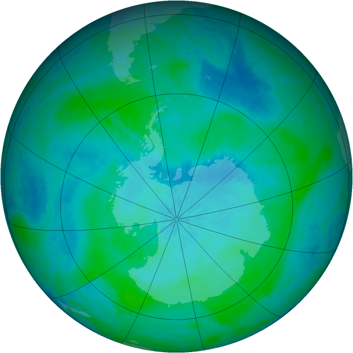 Antarctic ozone map for 11 February 2002